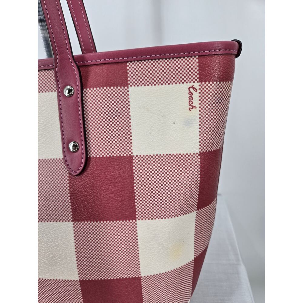 Coach City Zip Tote in Multi-Pink Plaid Print Style F66929 - Picture 5 of 16